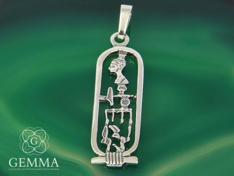 KARTUSZ NEFRETETE AMULET TALIZMAN SREBRO925